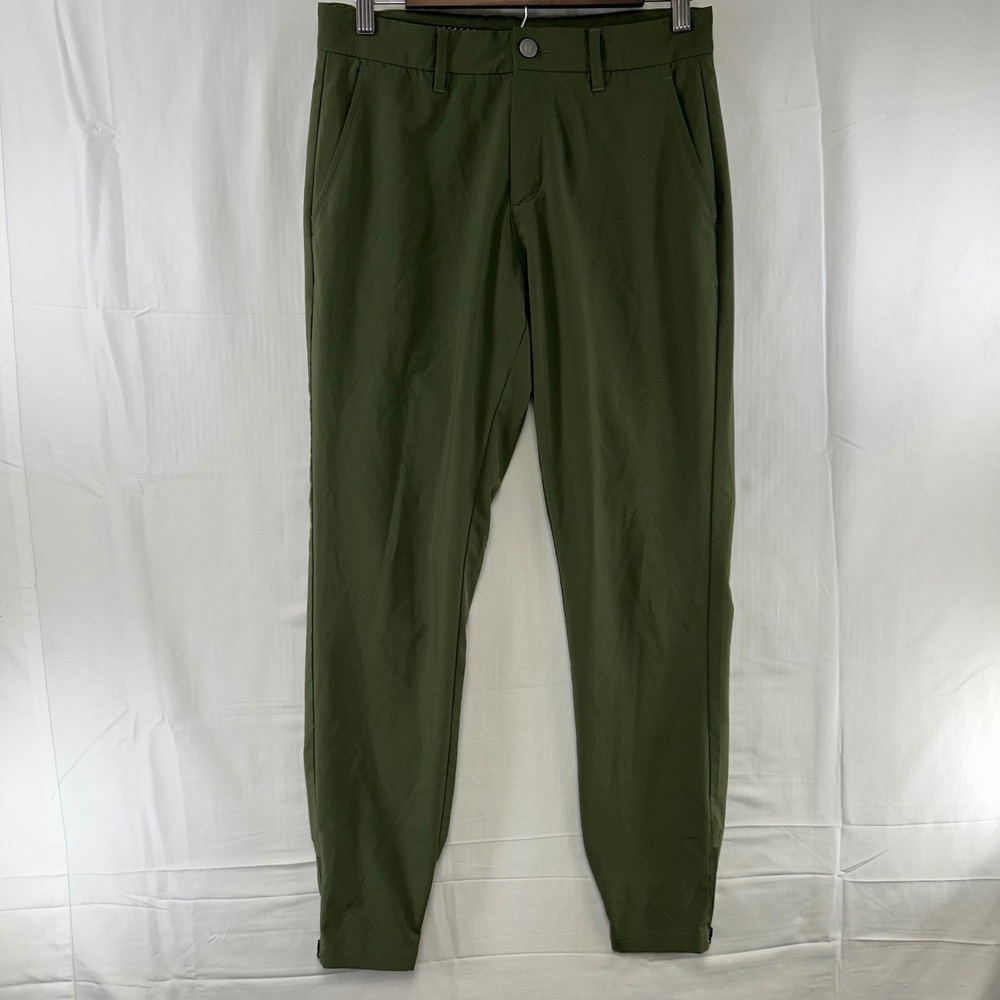 Primo Golf Jogger Pants Mens 30 Regular Olive Green Ankle Zip Stretch
